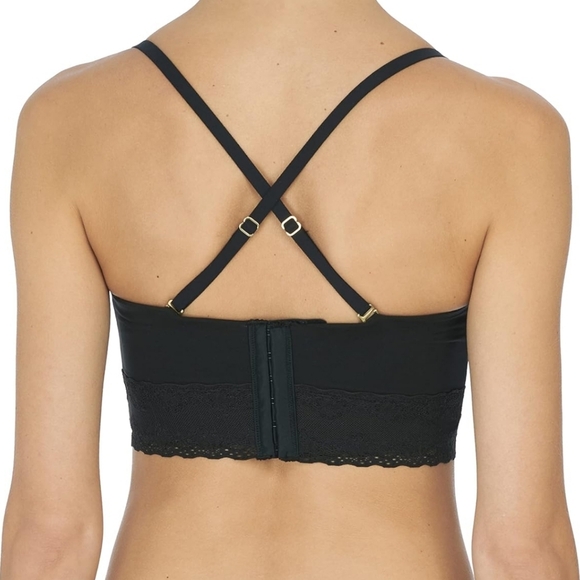 Black Lace Trim Bandeau Bra Bralette 36C - Picture 2 of 7